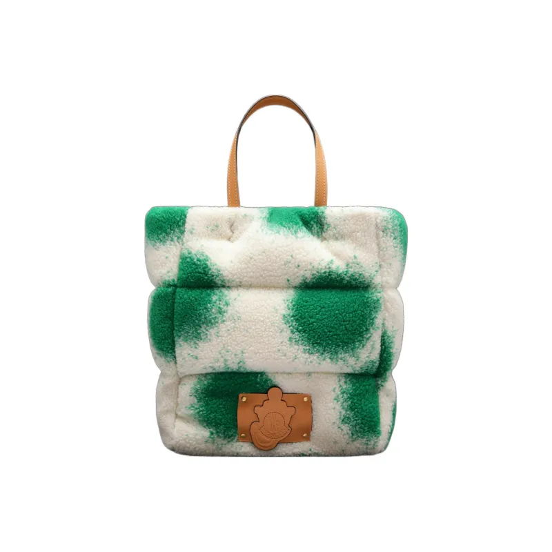 Moncler Wool Tote Bag, Shopping Bag, Handbag Regular Women's White/Green-0