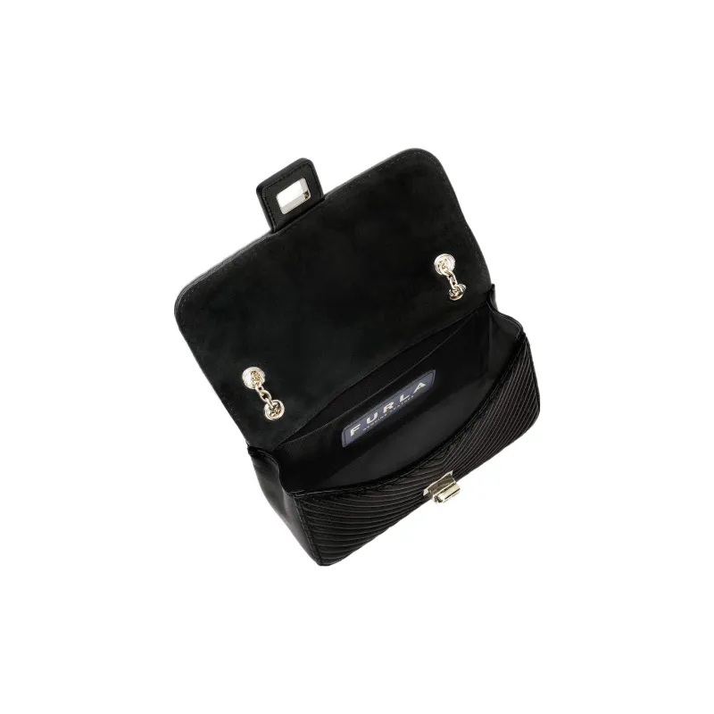 Furla Pop Star Nappa Lambskin Shoulder Bag Crossbody Bag Small Size Women's Black-3