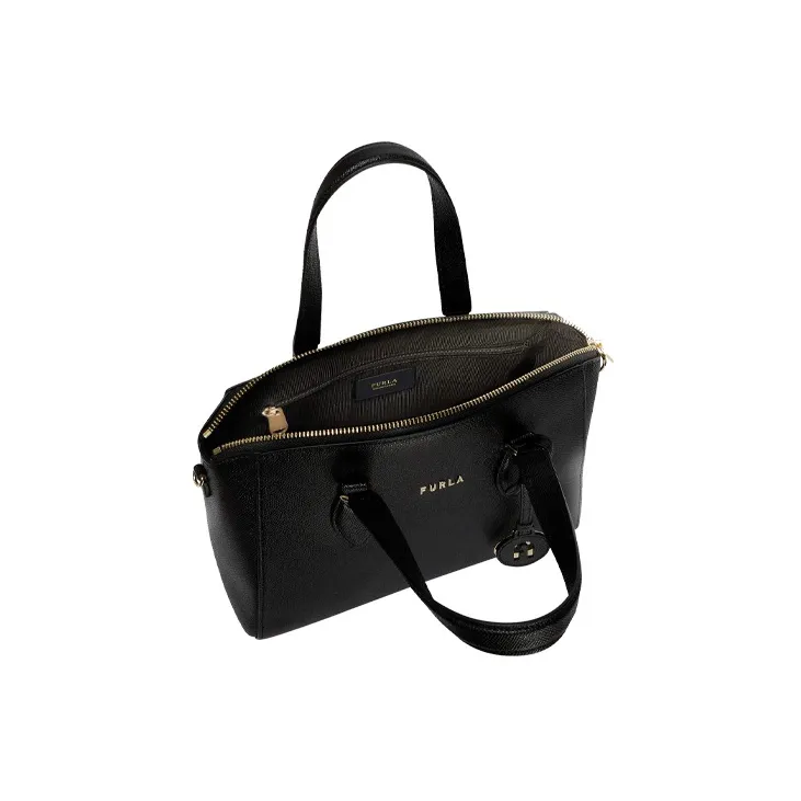 Furla Minerva Calfskin Handbag Shoulder Bag Crossbody Bag Small Size Women's Black-3
