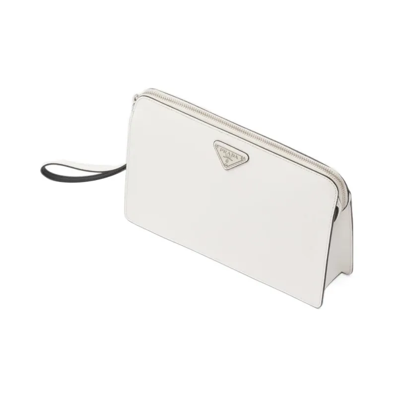 PRADA Saffiano Leather Clutch Regular Men's White-1