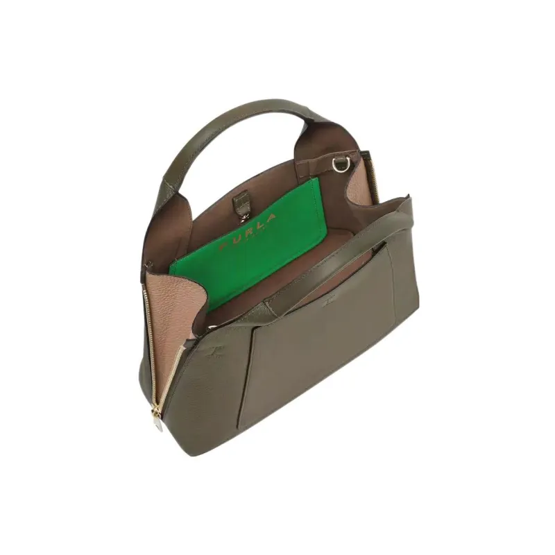 Furla Gilda Calfskin With Grain Leather Handbag, Shoulder Bag, Crossbody Bag Medium Size Women's Olive Green-3