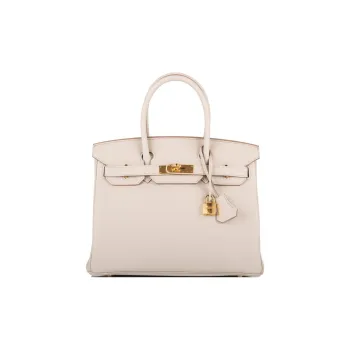 HERMES Birkin Togo Calfskin Birkin Bag Handbag Women's 8L Beton Glacier White
