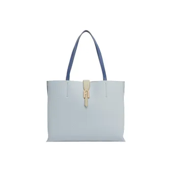 Furla Sofia Collection Grain Texture Leather Tote Bag Shopping Bag Handbag Large Size Women's Gray Blue