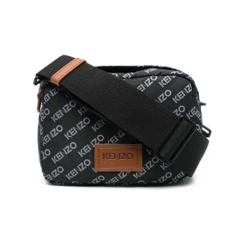 KENZO Cow Leather Shoulder Bag Crossbody Bag Men's Black