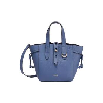 Furla Net Collection Textured Calfskin Tote Bag Shopping Bag Shoulder Bag Crossbody Bag Mini Women's Blue