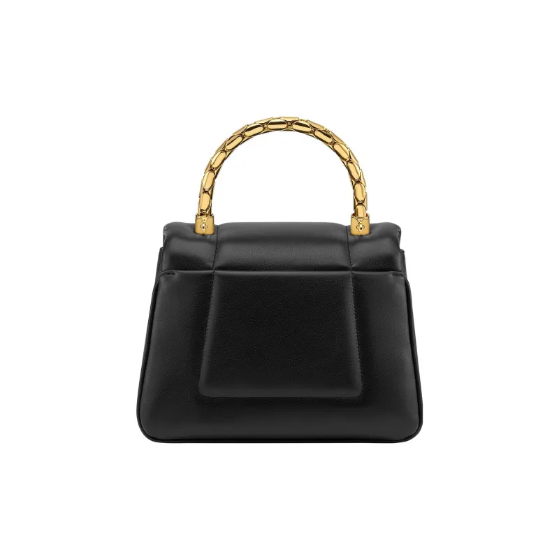 BVLGARI Serpenti Reverse Calfskin Shoulder Bag, Crossbody Bag, Handbag Small Size Women's Black-3