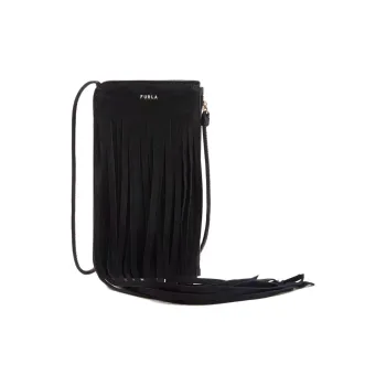 Furla Babylon Sorrento Calfskin With Suede Shoulder Bag Crossbody Bag Mini Women's Black