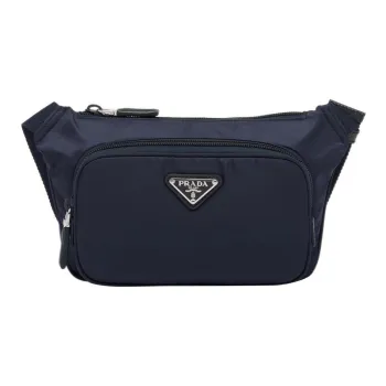PRADA Re Nylon And Saffiano Leather Shoulder Bag Navy