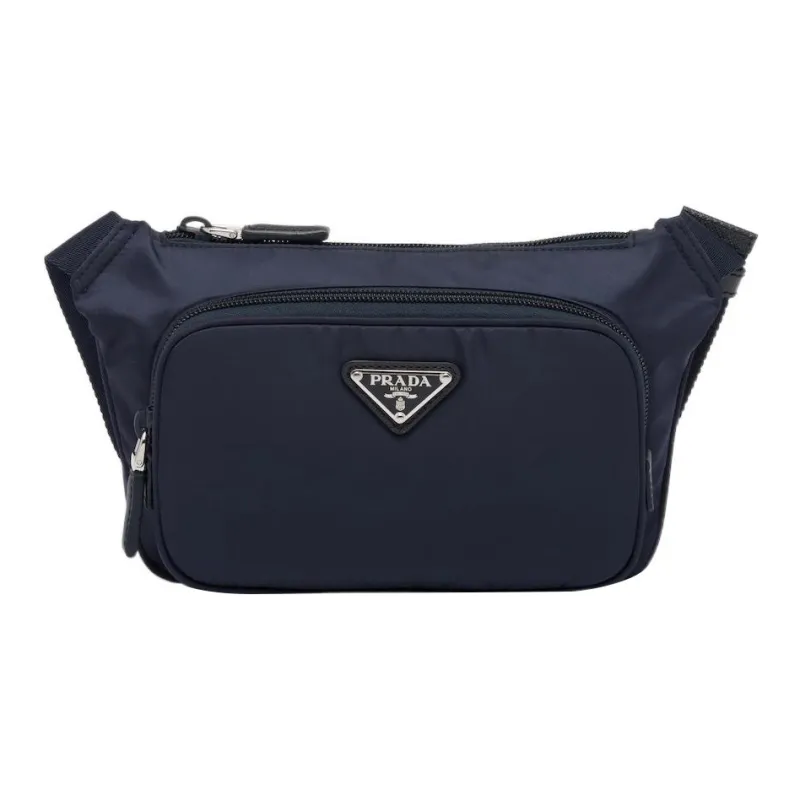 PRADA Re Nylon And Saffiano Leather Shoulder Bag Navy-0
