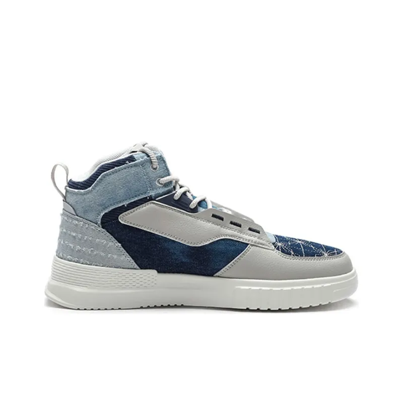 XTEP High Top Skateboard Shoes Men's Gray Blue-1