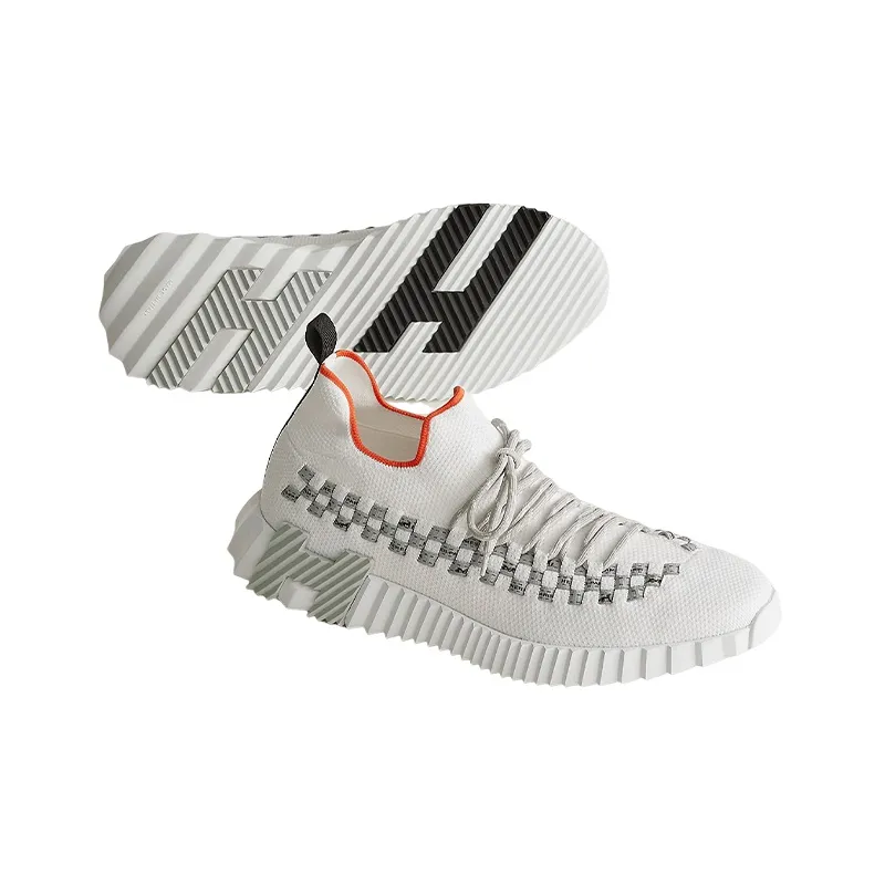 HERMES Fle Anti Slip Wear Resistant Low Top Sports Casual Shoes Men's White Gray-3