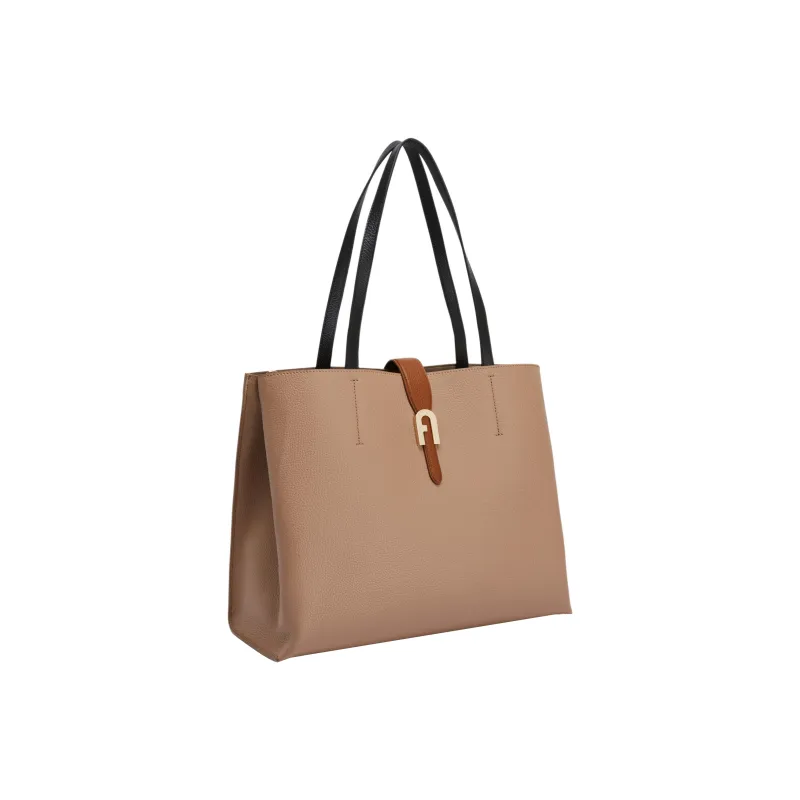 Furla Sofia Collection Grain Texture Leather Tote Bag Shopping Bag Shoulder Bag Handbag Large Size Women's Light Brown-1