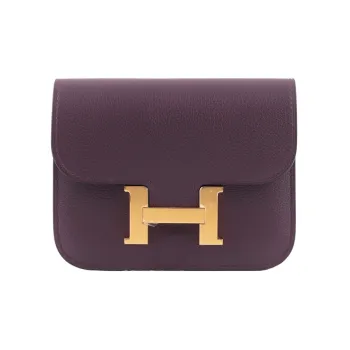 HERMES Constance Slim Cow Leather Card Holder, Coin Purse, Fanny Pack Women's Dark Tea/Royal Blue