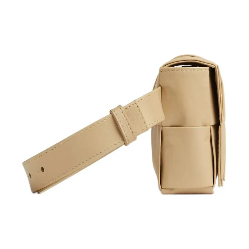 Bottega Veneta Cassette Belt Cow Leather Box Bag Camera Bag Fanny Pack, Crossbody Bag Mini Men's Beige Yellow-1