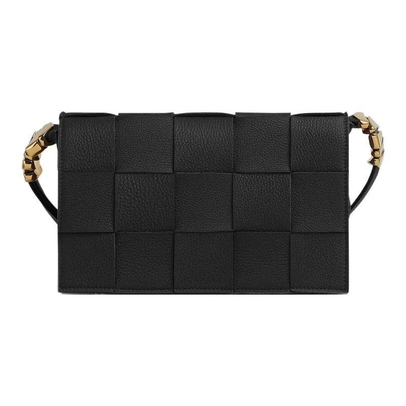 Bottega Veneta Cassette Intreccio Grained Leather Black-0