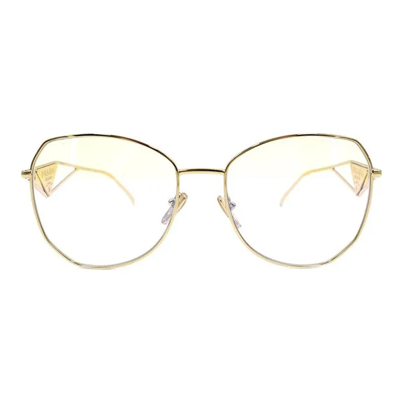 PRADA Metal Irregular Shape Eyeglass Frames Women's Gold-1