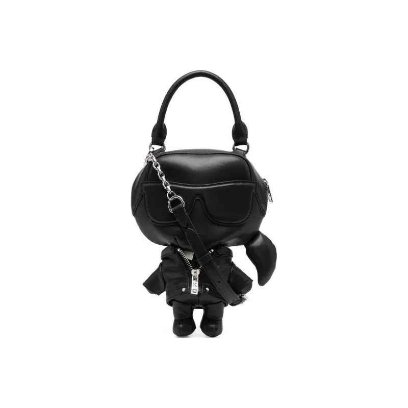KARL LAGERFELD Leather Shoulder Bag Crossbody Bag Handbag Women's Black-0