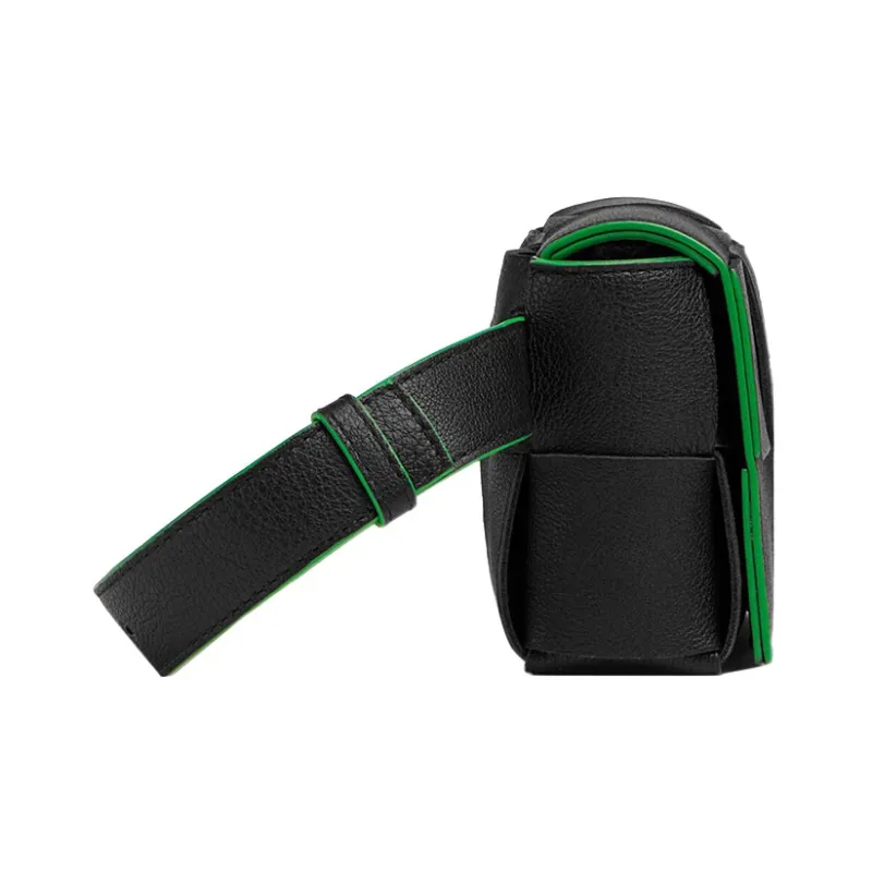 Bottega Veneta CASSETTE Pillow Bag Cow Leather Fanny Pack Mini Men's Black/Green-1