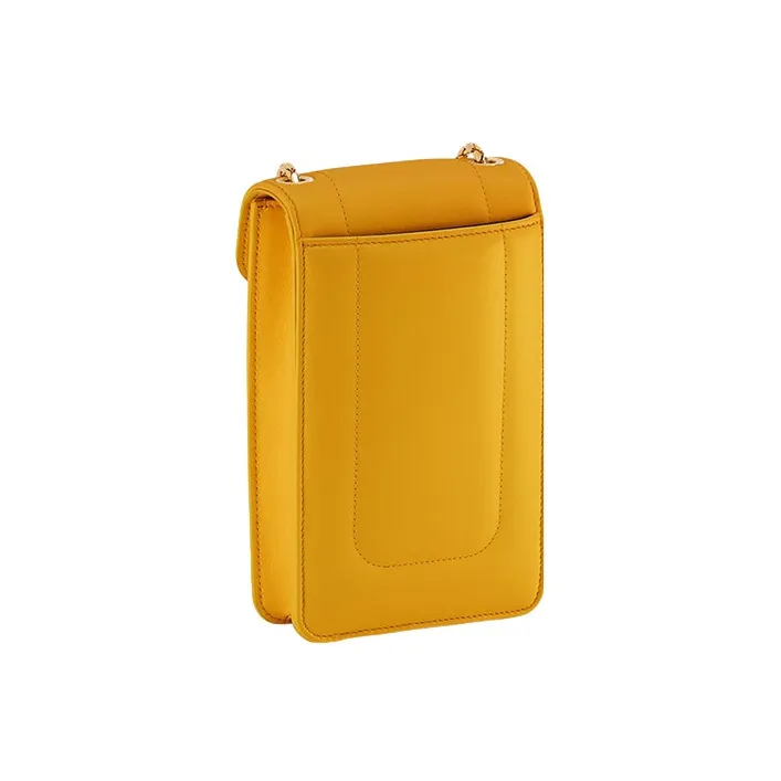 BVLGARI Serpenti Reverse Calfskin Cell Phone Pouch Women's Yellow-1
