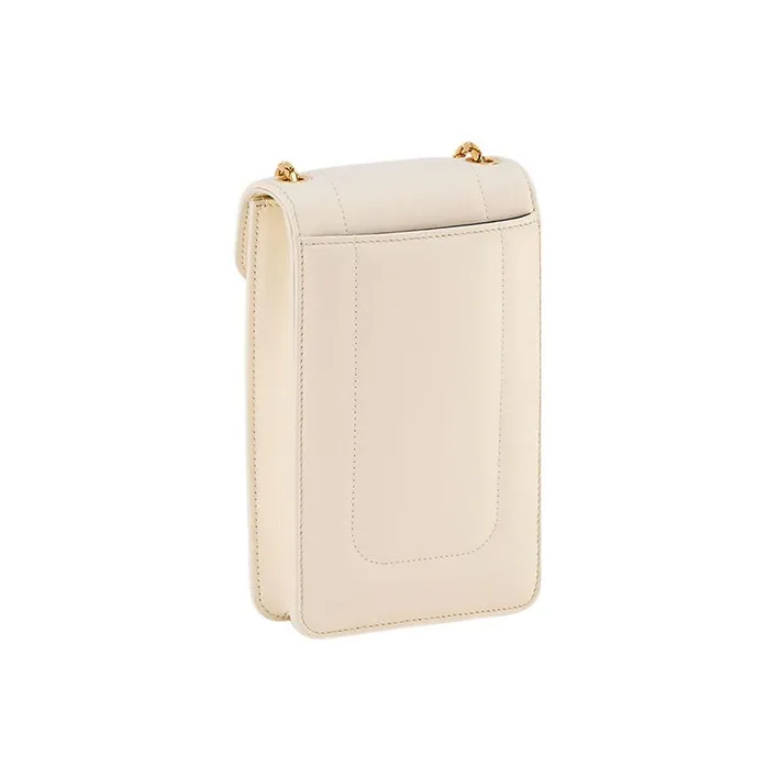 BVLGARI Serpenti Reverse Calfskin Cell Phone Pouch Women's White-1