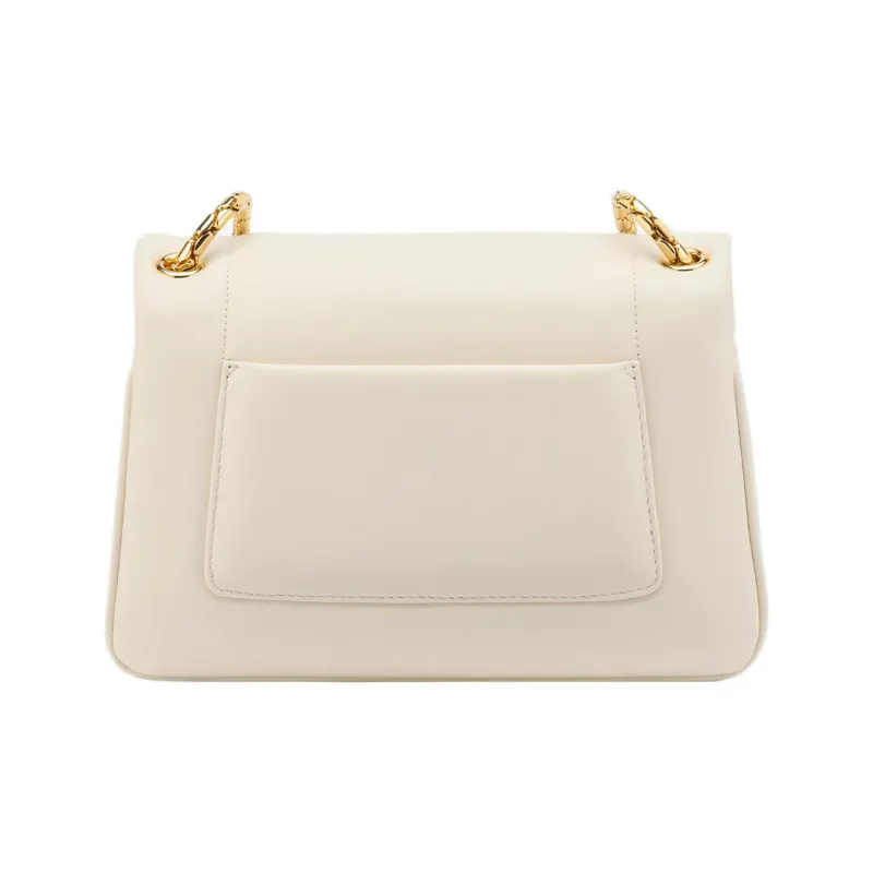 BVLGARI Serpenti Reverse Calfskin Shoulder Bag, Crossbody Bag Small Size Women's White-2