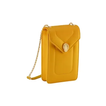 BVLGARI Serpenti Reverse Calfskin Cell Phone Pouch Women's Yellow