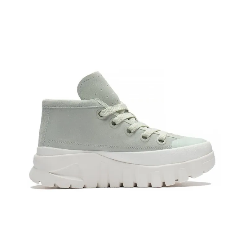 LiNing Leather Boot Mid-Top Casual Shoes Women's Pale Greenish-White Jade Color-1
