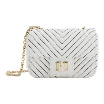 Furla Pop Star Nappa Lambskin Clutch Bag Over The Shoulder Mini Women's White