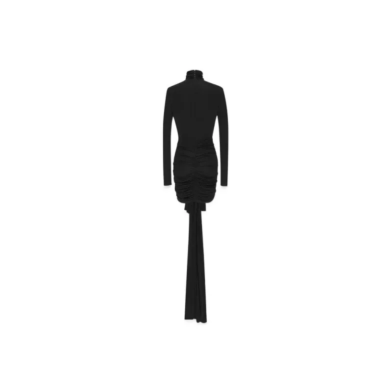 SAINT LAURENT Draped Turtleneck Mini Dress-1