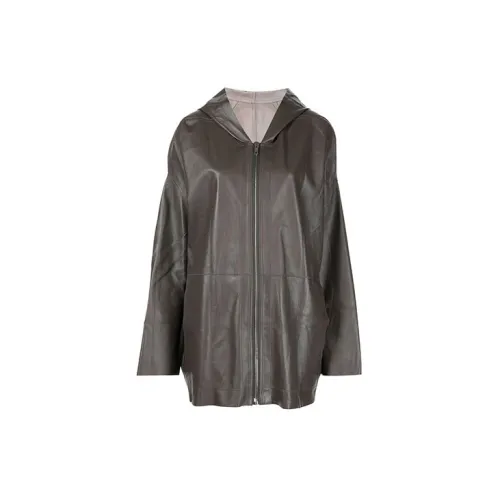 RICK OWENS Leather Jackets Women's Gray