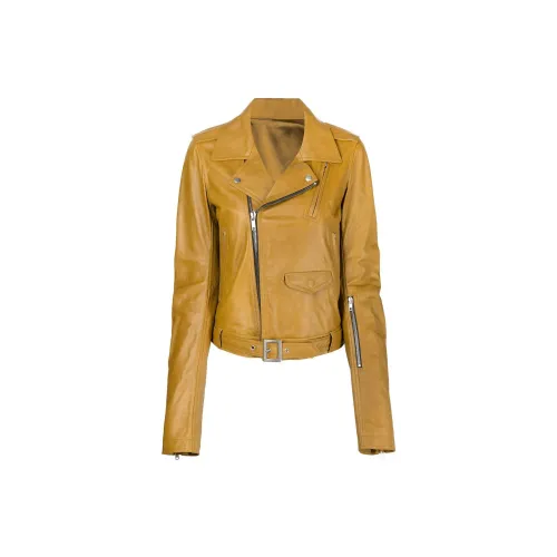 RICK OWENS Leather Jackets Women's Ginger Yellow