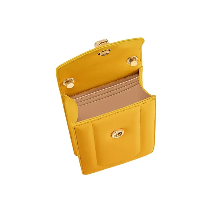 BVLGARI Serpenti Reverse Calfskin Cell Phone Pouch Women's Yellow-2