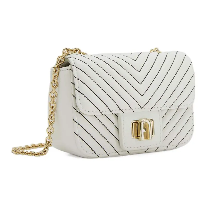 Furla Pop Star Nappa Lambskin Clutch Bag Over The Shoulder Mini Women's White-1