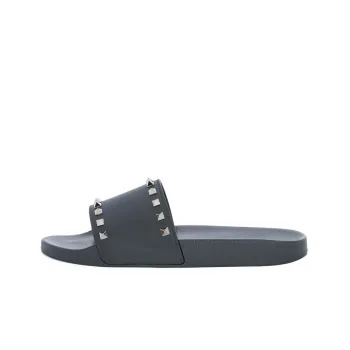 Valentino Rockstud Slide Slippers Men's Black
