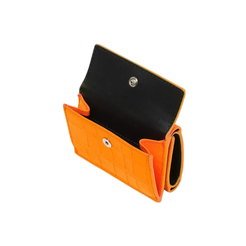 Furla Babylon Calfskin Card Holder Wallet Small Size Women's Orange-1