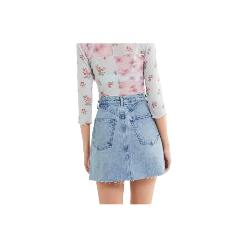 AGOLDE Denim Short Skirts Women's Light Blue-1