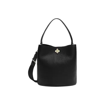 Furla Danae Textured Calfskin Bucket Bag Handbag Shoulder Bag Crossbody Bag Small Size Women's Black