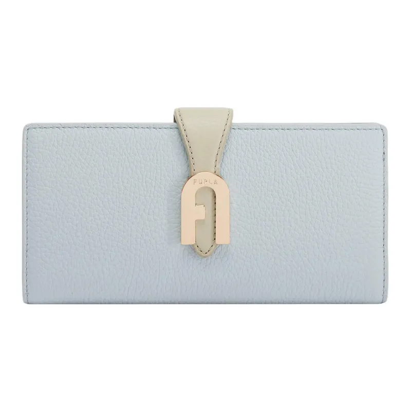 Furla Sofia Collection Cow Leather Wallet Women's Gray Blue-0