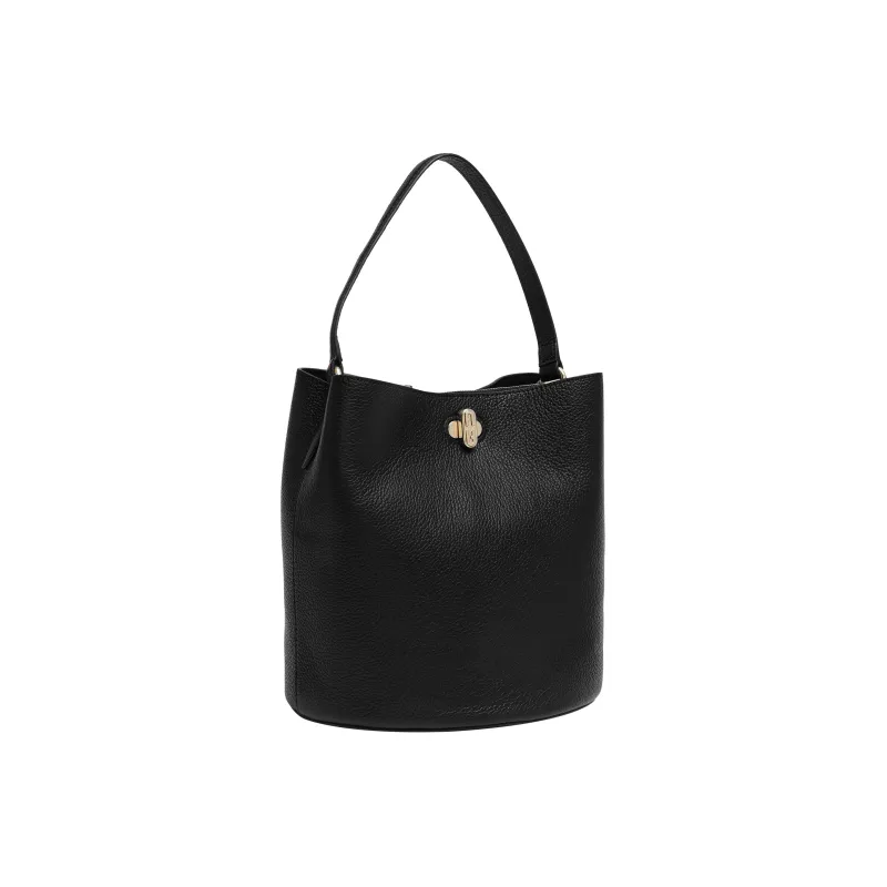 Furla Danae Grain Calfskin Bucket Bag, Handbag, Shoulder Bag, Crossbody Bag Trumpets Women's Black-1