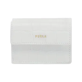 Furla Babylon Calfskin Card Holder Wallet Small Size Women's White