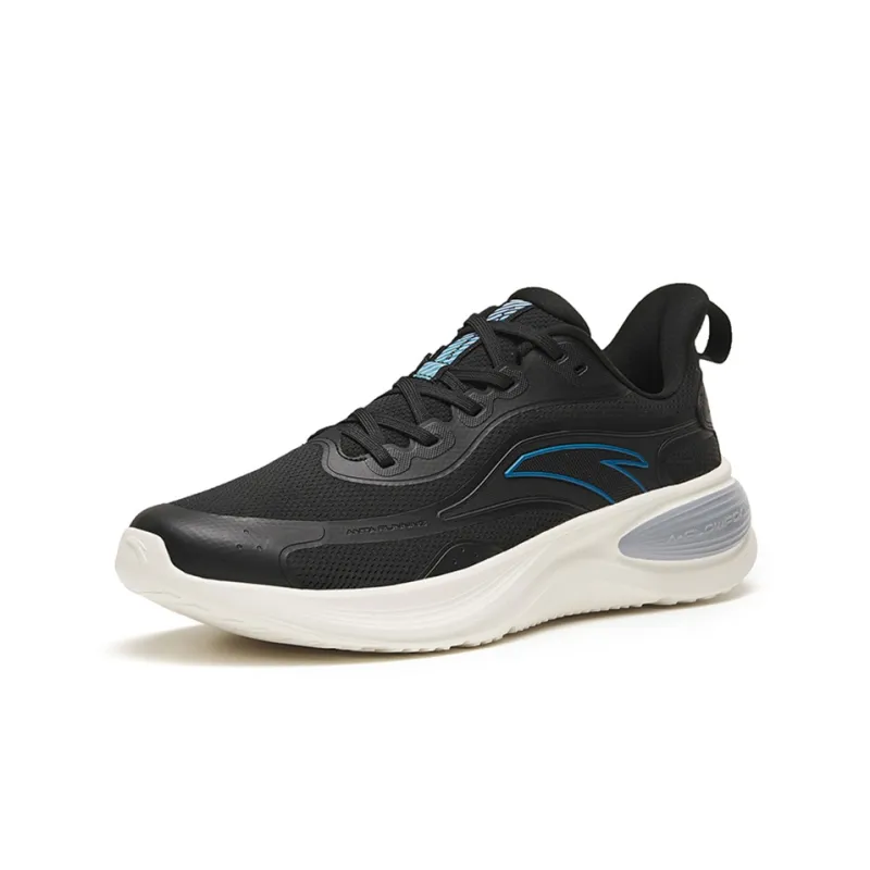 Anta Running Collection Wear Resistant Low Top Running Shoes Men's Black White-2