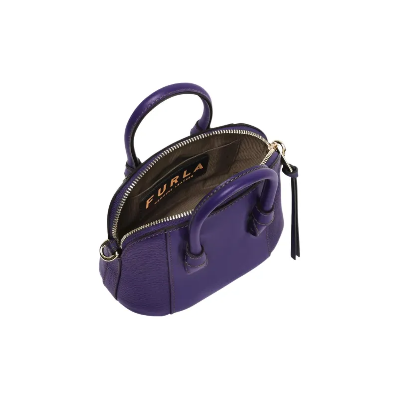 Furla Miastella Calfskin Dome Bag, Shoulder Bag, Crossbody Bag, Handbag Mini Women's Purple-3