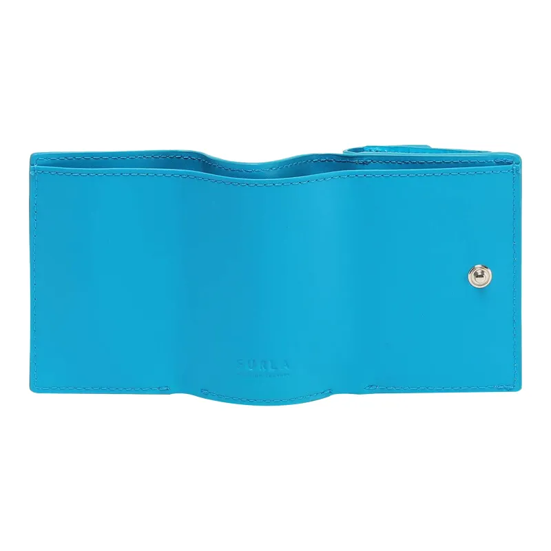 Furla Babylon Calfskin Card Holder Wallet Small Size Women's Blue-3