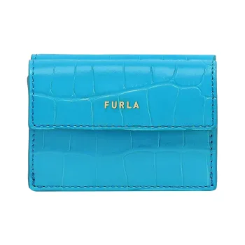 Furla Babylon Calfskin Card Holder Wallet Small Size Women's Blue