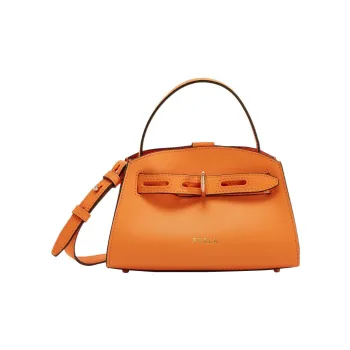 Furla Margherita Collection Calfskin One Shoulder Handbags Mini Women's Bright Orange