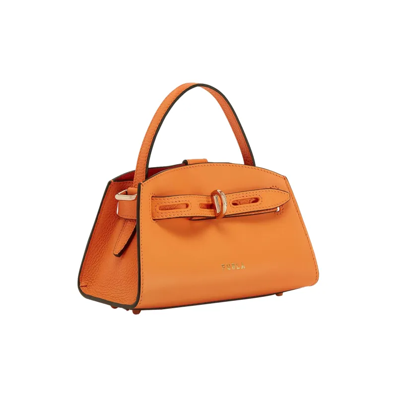 Furla Margherita Collection Calfskin One Shoulder Handbags Mini Women's Bright Orange-1