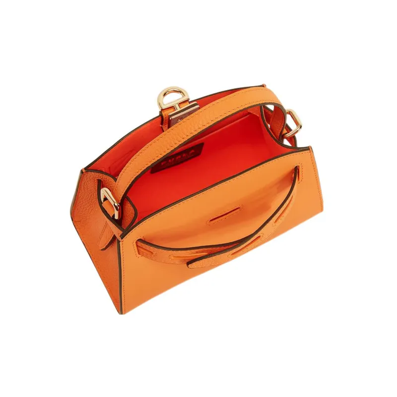 Furla Margherita Collection Calfskin One Shoulder Handbags Mini Women's Bright Orange-3