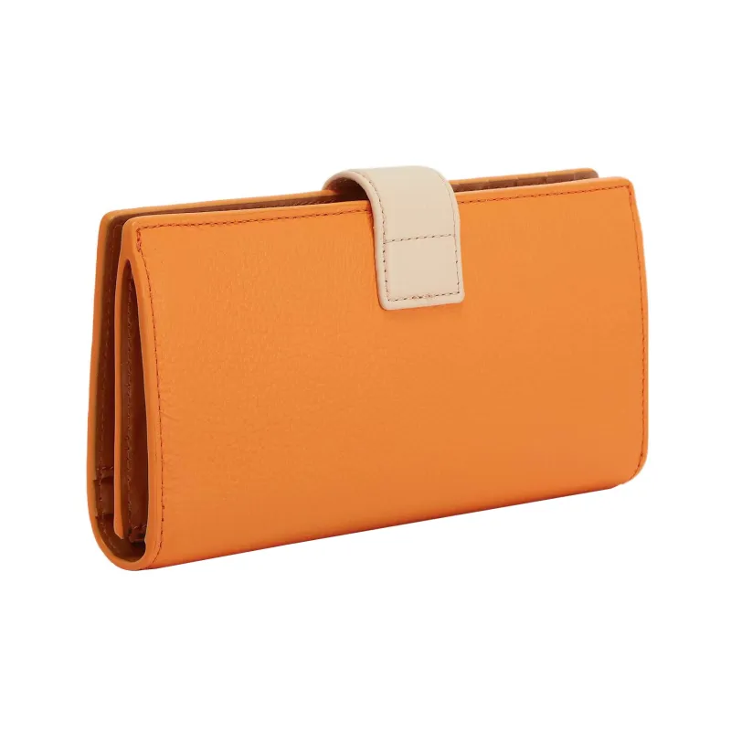 Furla Sofia Collection Grain Texture Leather Clutches Card Holder Wallet Women's Orange-1