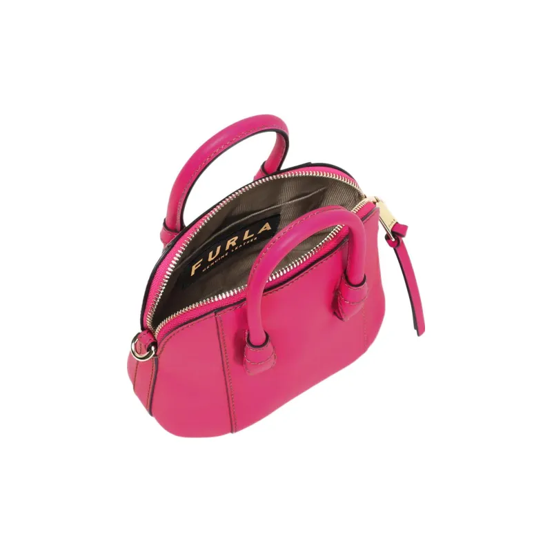 Furla Miastella Calfskin Dome Bag Shoulder Bag Crossbody Bag Handbag Mini Women's Peach Pink-3