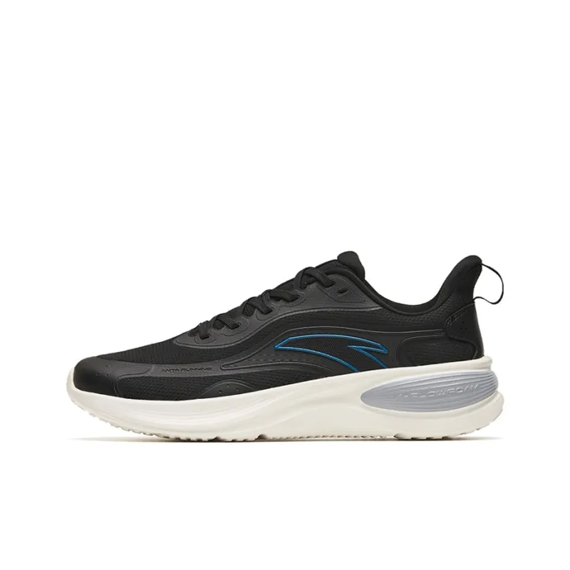 Anta Running Collection Wear Resistant Low Top Running Shoes Men's Black White-0